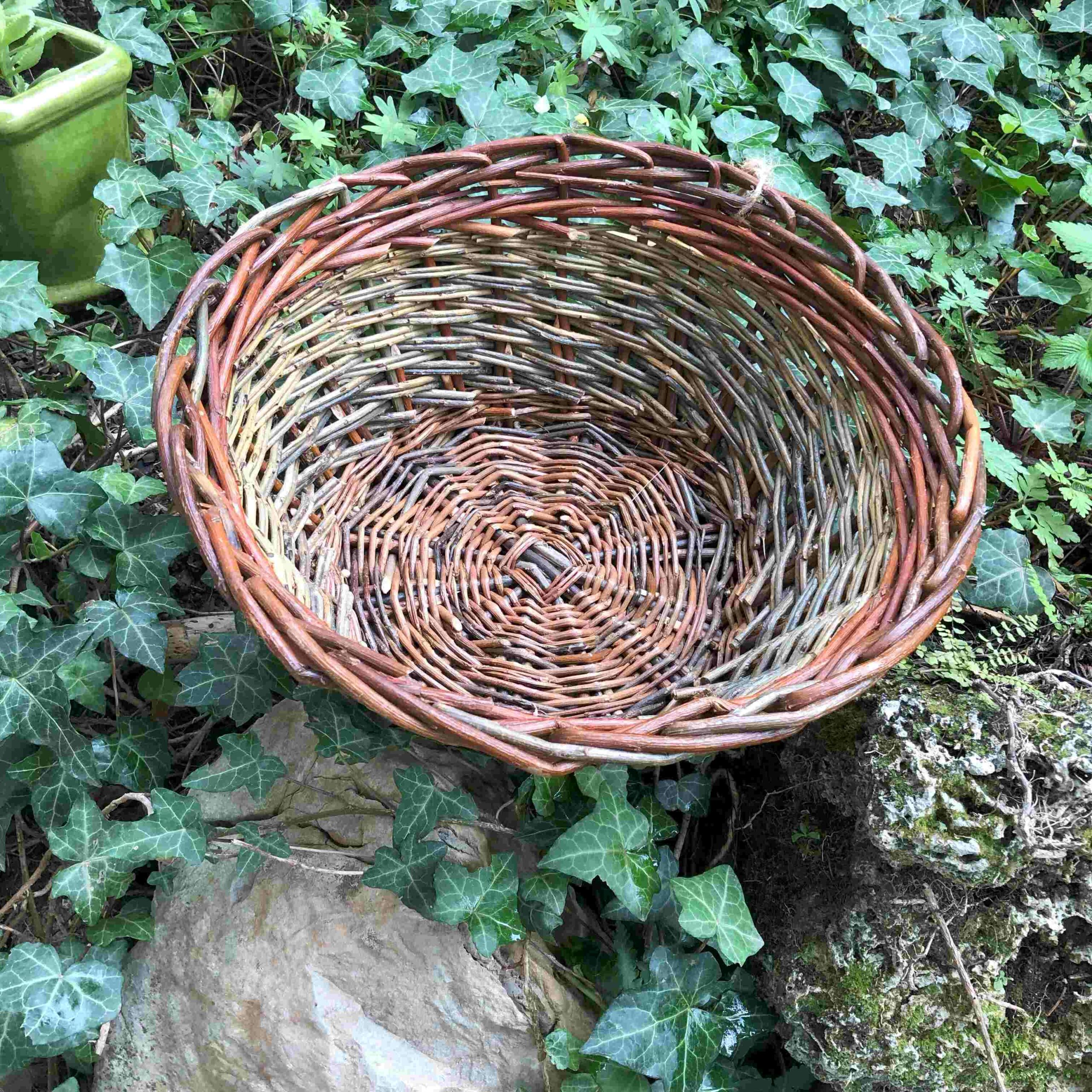 Corbeille à fruits en osier brut réalisée par Frédérique Roche